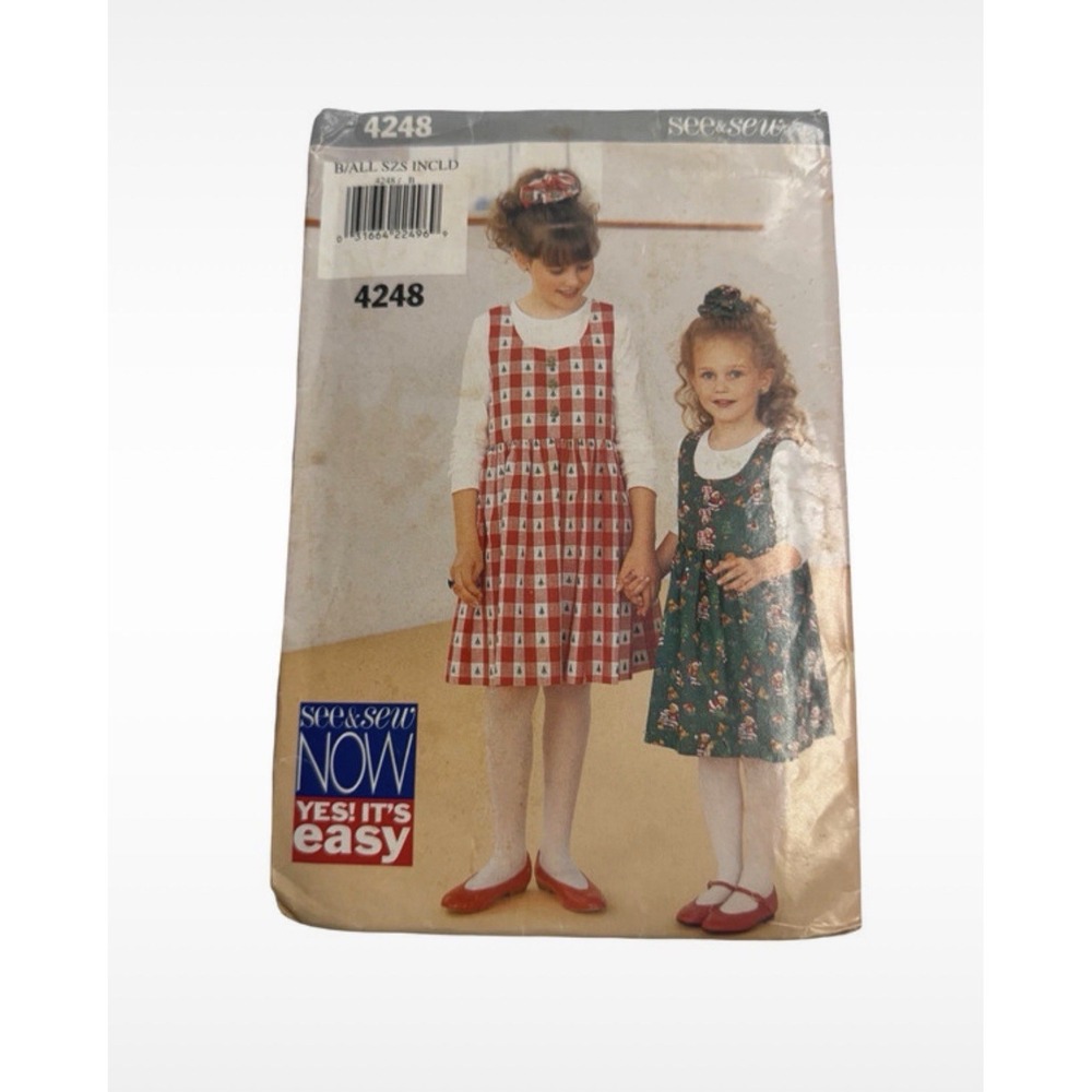 See & Sew by Butterick 4248 Girls Jumper Dress & Knit Top Sewing Pattern